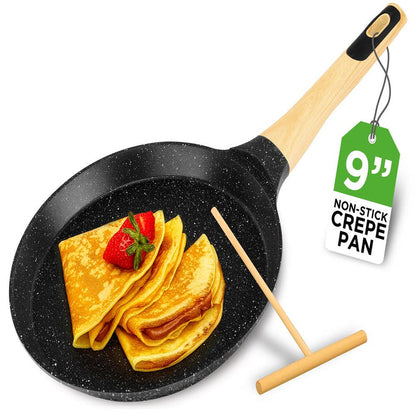 Non-Stick Crepe Pan, Even Heat, Marble Coating, Includes Spreader