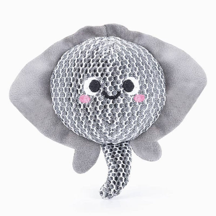 Hugsmart Products Inc dog toys Ocean Pals Stingray Smiley Face Super Ball Mesh Plush Dog Toy