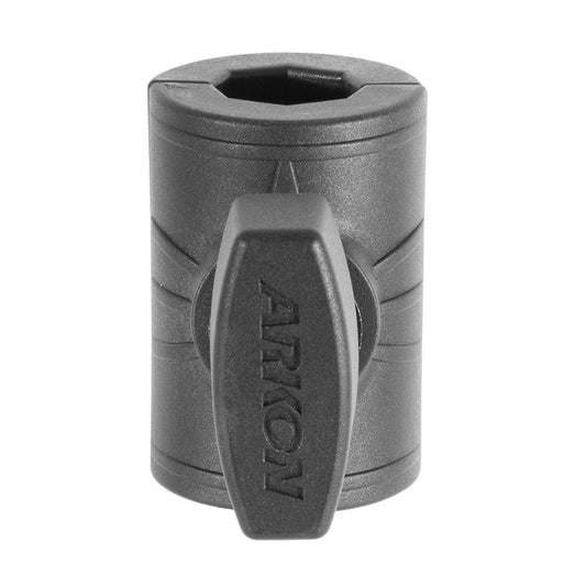 A black plastic tightening knob with ARKON embossed on the handle, designed for adjusting and securing the OCTO™ Series Double Octagon Socket Arm or as an add-on component.
