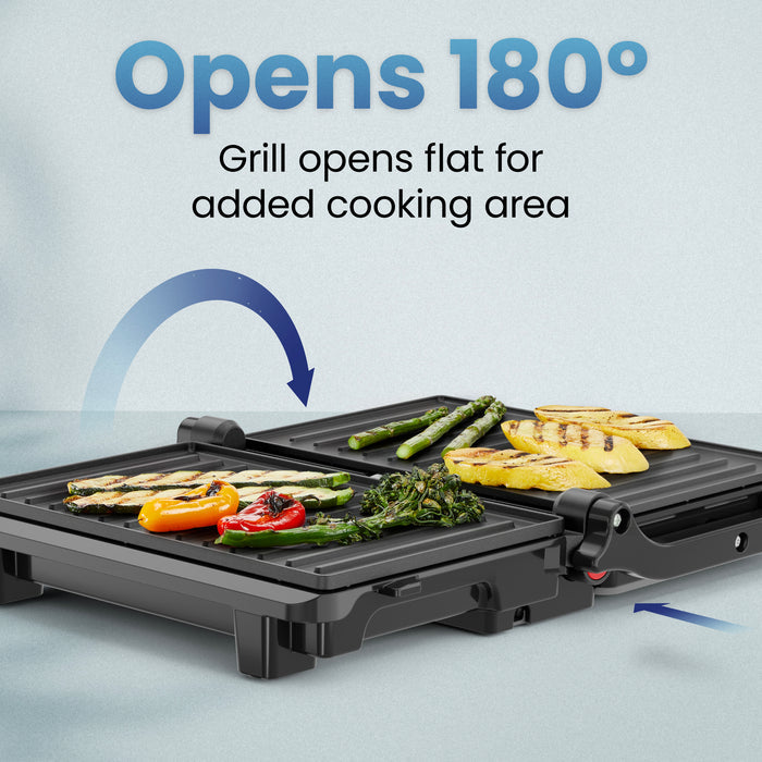 Panini Press + 180° Indoor Grill - Black