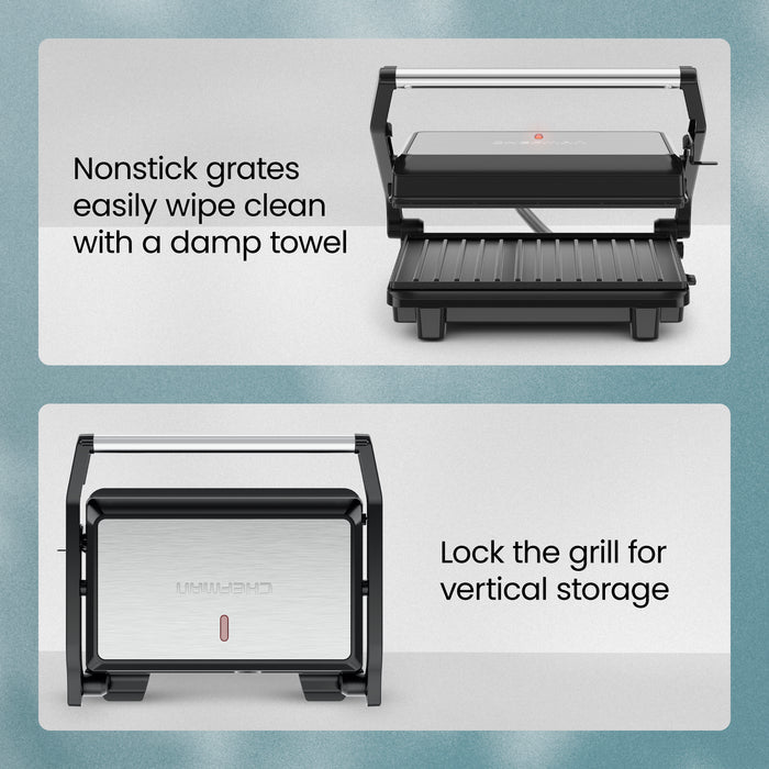 Panini Press + 180° Indoor Grill - Black