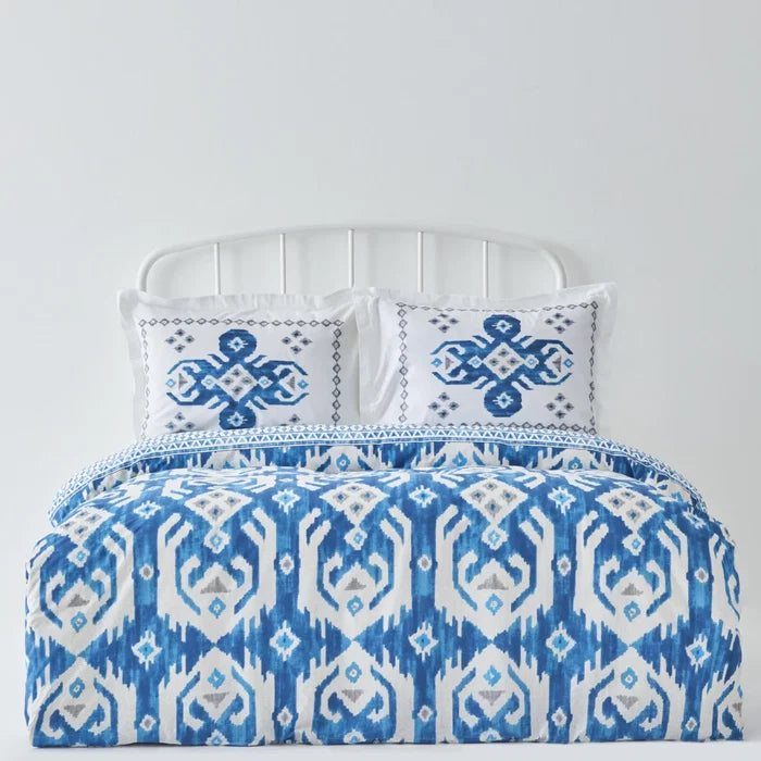 Parure de lit Karaca Home Neos pour lit double, 100% coton, bleu