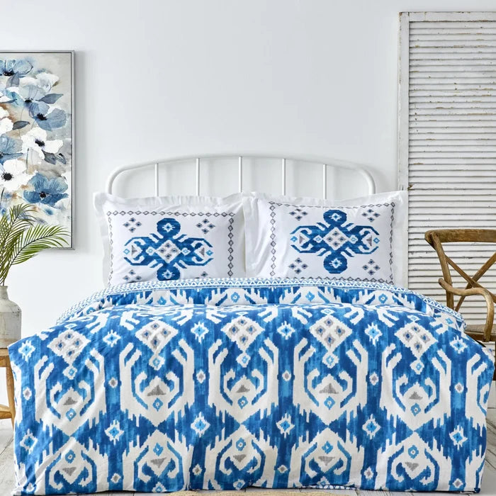 Parure de lit Karaca Home Neos pour lit double, 100% coton, bleu
