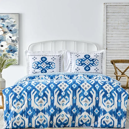 Parure de lit Karaca Home Neos pour lit double, 100% coton, bleu