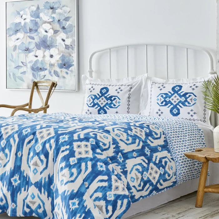 Parure de lit Karaca Home Neos pour lit double, 100% coton, bleu
