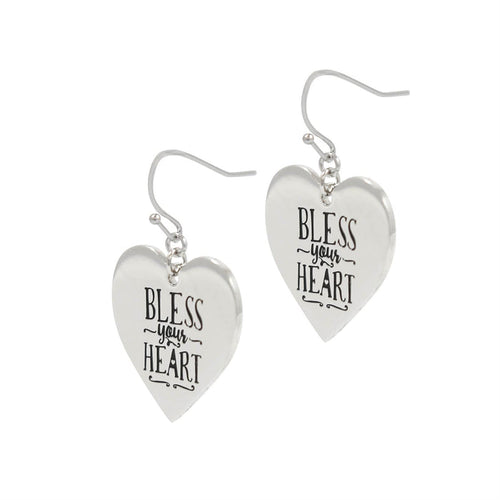 Paula Deen Bless Your Heart Silver Tone Earrings by JTV