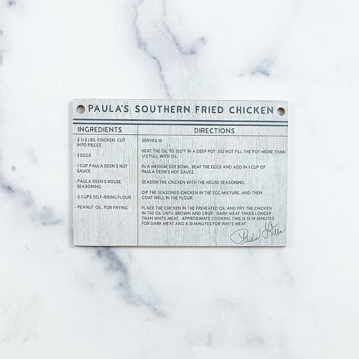 Paula's Southern Fried Chicken Wooden Recipe Card