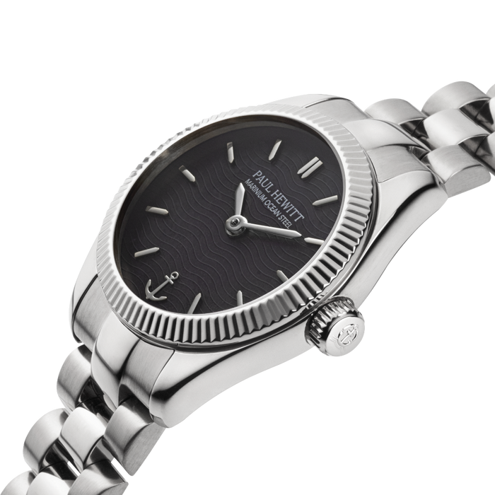 Petit Soleil Round Uhr Silber Schwarz
