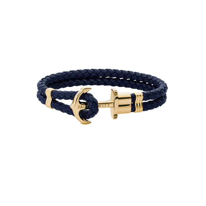 Ankerarmband Phrep Gold Leder Marineblau