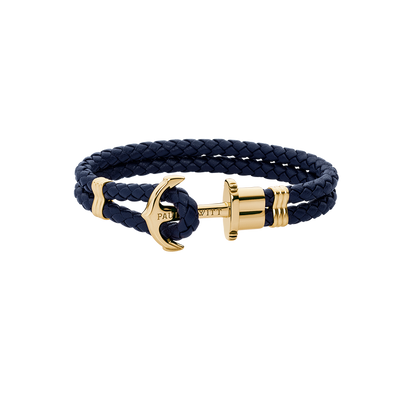 Ankerarmband Phrep Gold Leder Marineblau