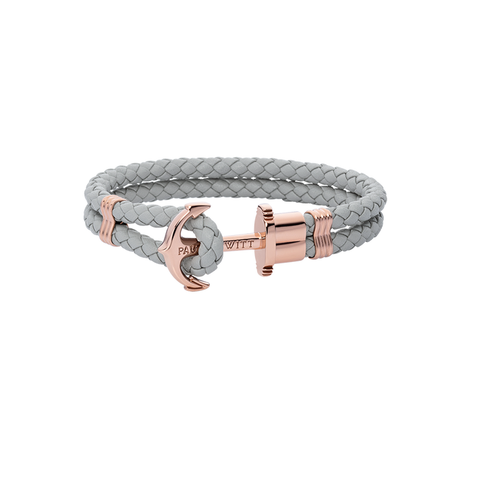 Ankerarmband Phrep Roségold Leder Grau