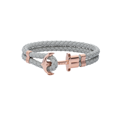 Ankerarmband Phrep Roségold Leder Grau