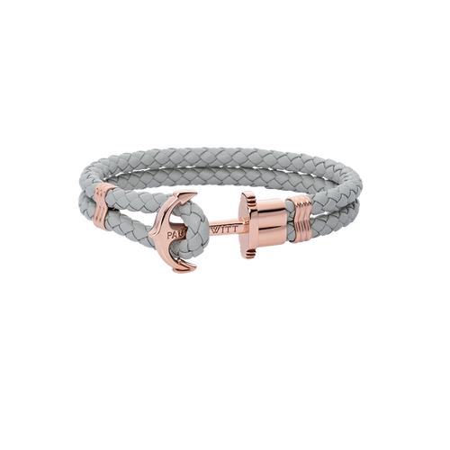 Ankerarmband Phrep Roségold Leder Grau