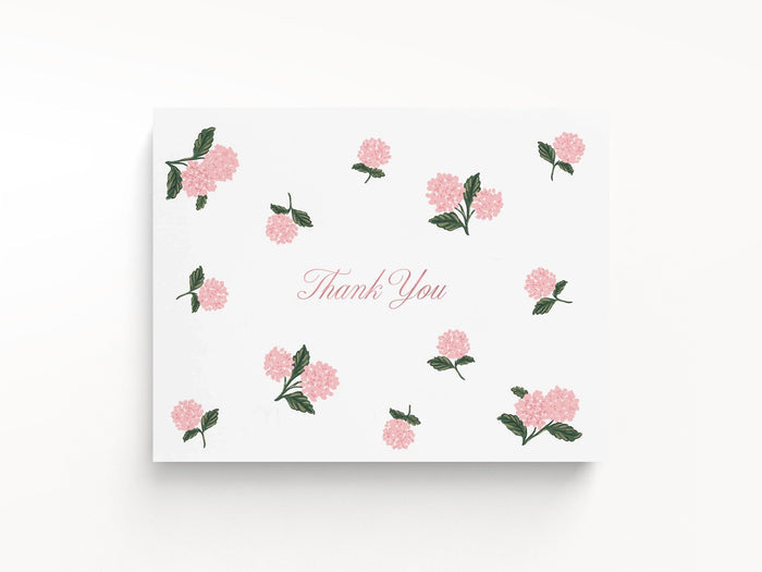 Pink Hydrangea Thank You Notes, Box of 8