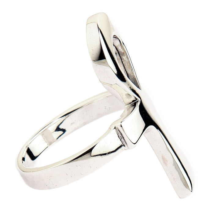 A minimalist and modern silver Ankh ring with a clean design and a mirror polish finish.