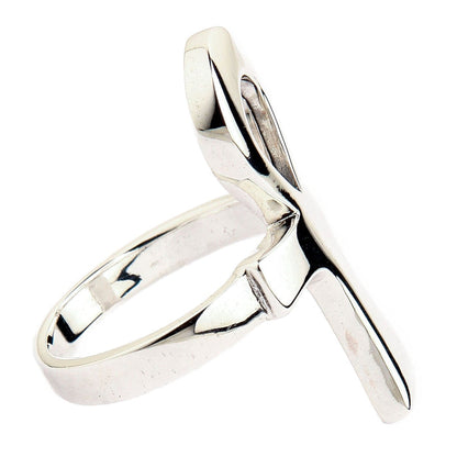 A minimalist and modern silver Ankh ring with a clean design and a mirror polish finish.