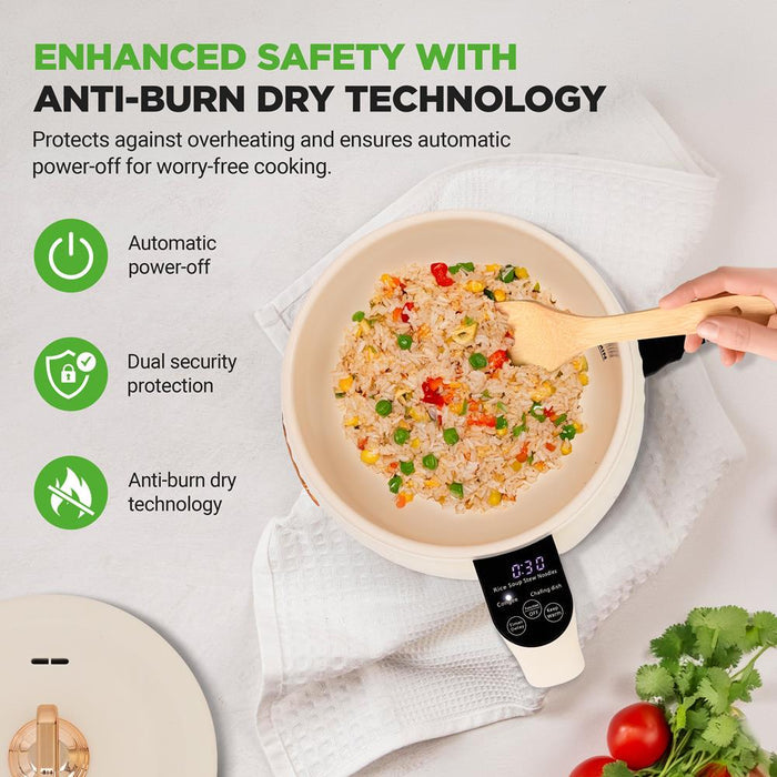 Portable Rice Cooker, Rapid Cooking, Non-Stick Ceramic, White