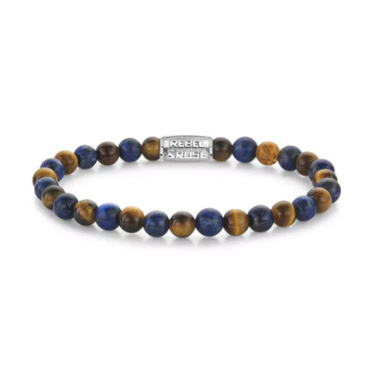 Rebel & Rose kralenarmband Mix Tiger Lapis 6mm 17.5cm - RR-60133-S-M