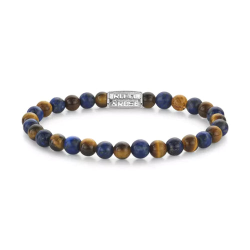 Rebel & Rose kralenarmband Mix Tiger Lapis 6mm 17.5cm - RR-60133-S-M