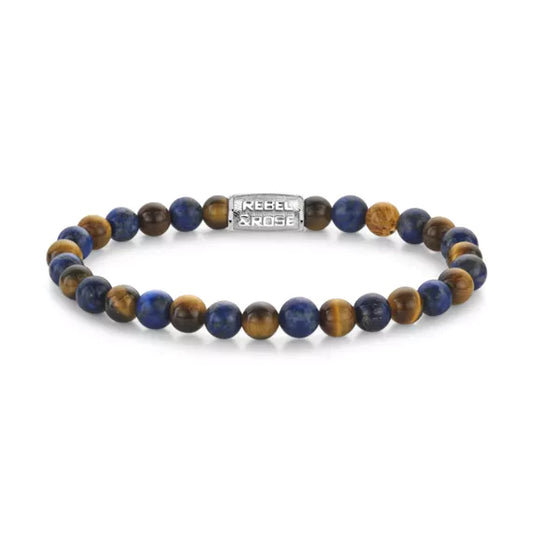 Rebel & Rose kralenarmband Mix Tiger Lapis 6mm 17.5cm - RR-60133-S-M