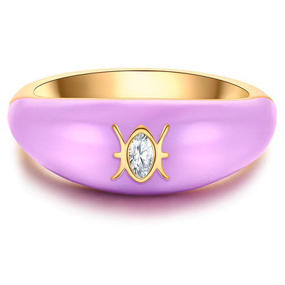 Ring FISCHE gold Emaille violett