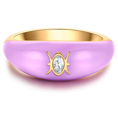 Ring FISCHE gold Emaille violett