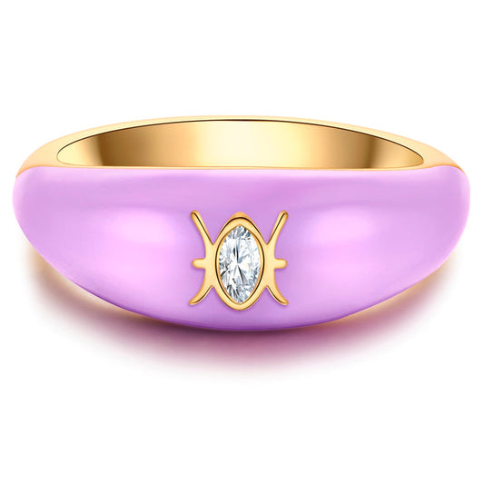 Ring FISCHE gold Emaille violett
