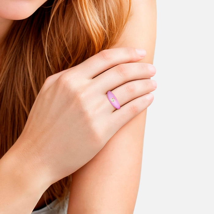Ring FISCHE gold Emaille violett