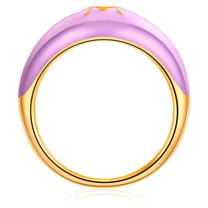 Ring FISCHE gold Emaille violett