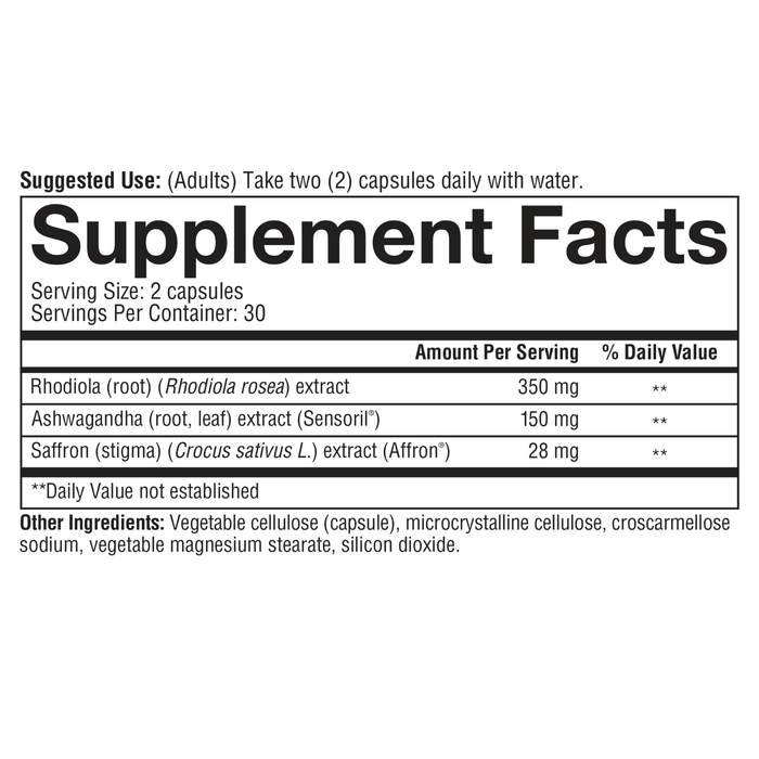 SA.00713.BTL Youtheory Saffron 60 Capsules Product Image - Nutrition Panel