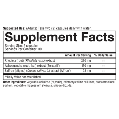 SA.00713.BTL Youtheory Saffron 60 Capsules Product Image - Nutrition Panel