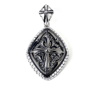 Samuel B Sterling Silver Modern Gothic Shield Design Cross Pendant