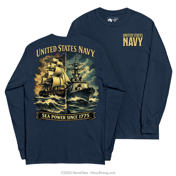 "Sea Power" Long Sleeve Tee | Navy
