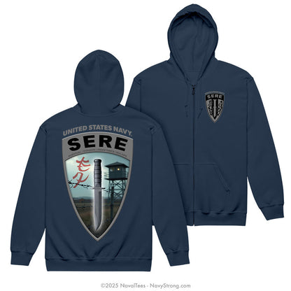 "SERE Watchtower" Zippered Hoodie | Navy