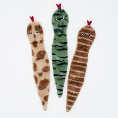 Zippypaws dog toys Skinny Peltz Striped Snakes Dog Toys - 3pk