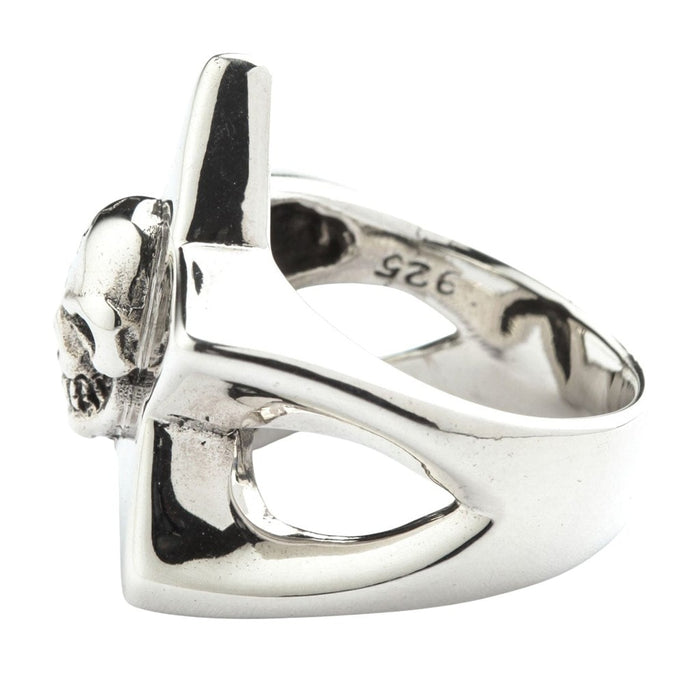 925 sterling silver skull star ring showing authentic hallmark stamp