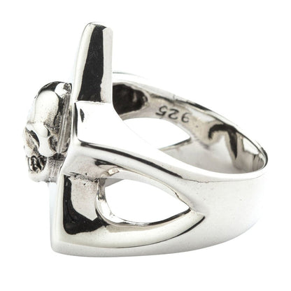 925 sterling silver skull star ring showing authentic hallmark stamp