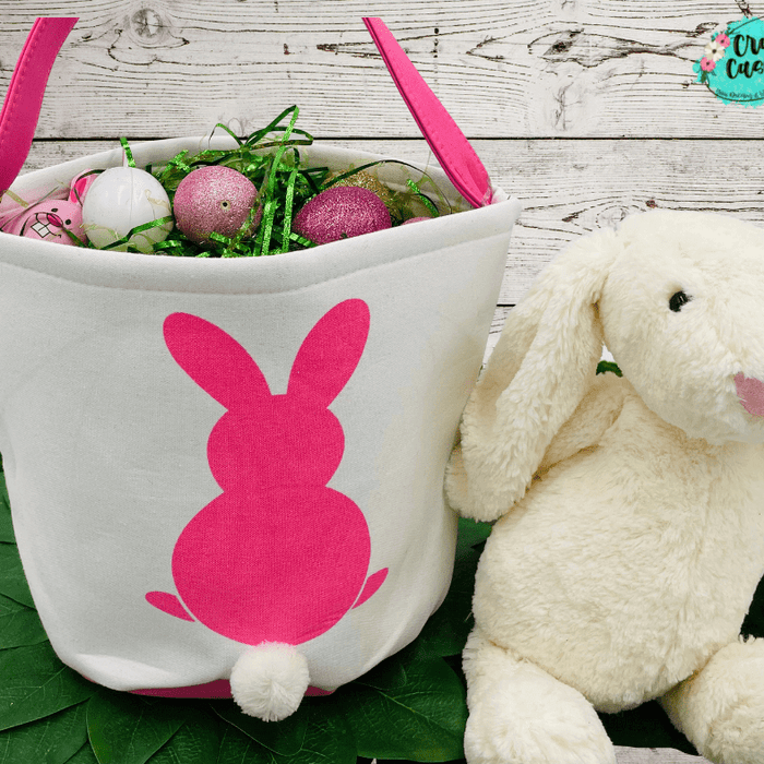 Solid Pink Easter Bunny Baskets-Personalized-Embroidered