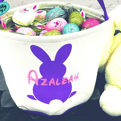 Solid Purple Easter Bunny Baskets-Personalized-Embroidered