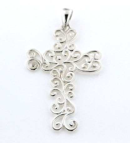 Southern Gates Sterling Silver Large Swirl Cross Pendant