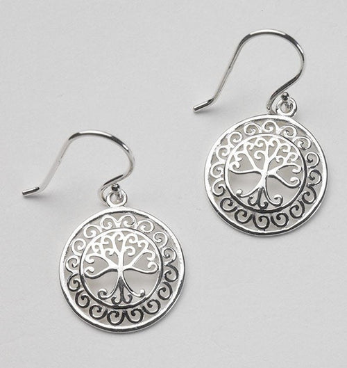 Southern Gates Sterling Silver Round Oak Tree Scroll Earrings