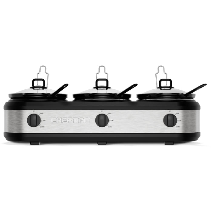 Stainless-Steel Triple Slow Cooker & Buffet Server