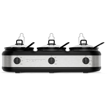 Stainless-Steel Triple Slow Cooker & Buffet Server