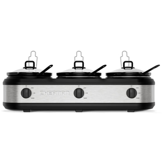 Stainless-Steel Triple Slow Cooker & Buffet Server