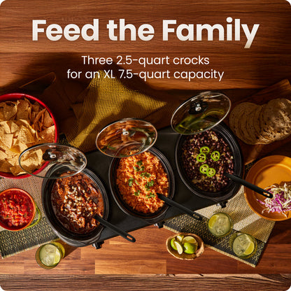 Stainless-Steel Triple Slow Cooker & Buffet Server