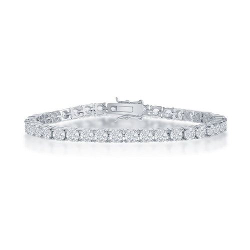 Sterling Silver 4mm Prong Set Cubic Zirconia Tennis Bracelet, 7.5".
