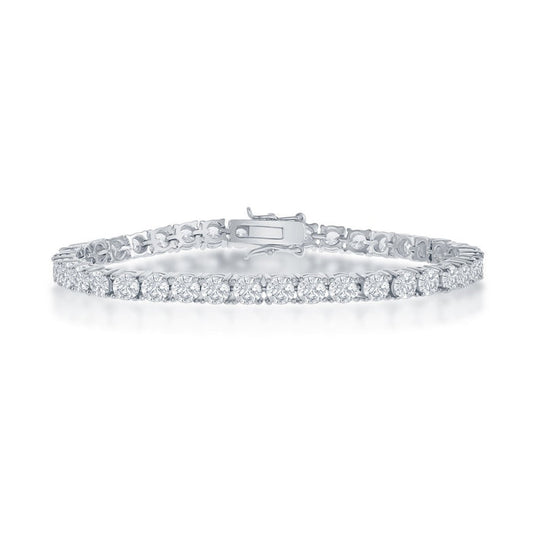 Sterling Silver 4mm Prong Set Cubic Zirconia Tennis Bracelet, 7.5".