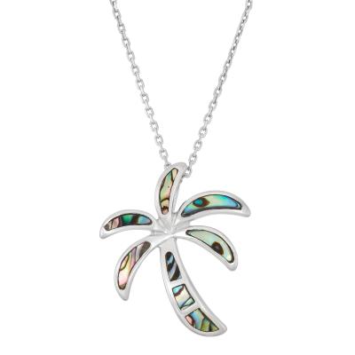 Sterling Silver Abalone Palm Tree Necklace