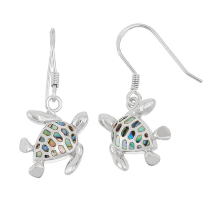 Sterling Silver Abalone Turtle Earrings