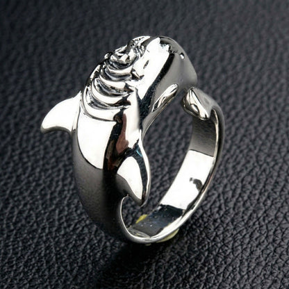 Ocean-inspired biker shark ring